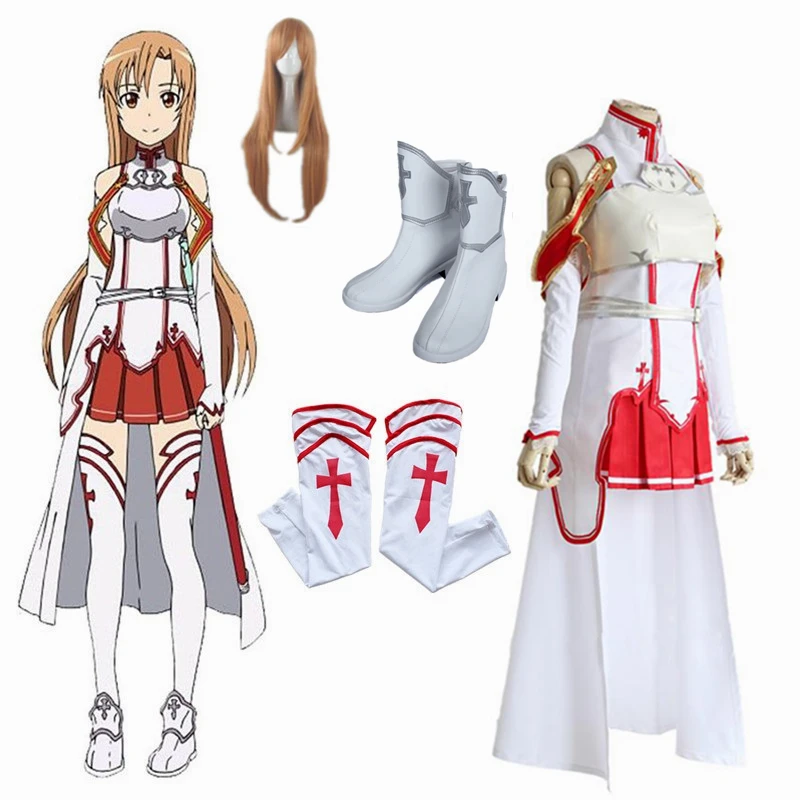 Аниме Sword Art Online платье Асуна Юки костюмы для косплея Униформа на Хэллоуин SAO Asuna