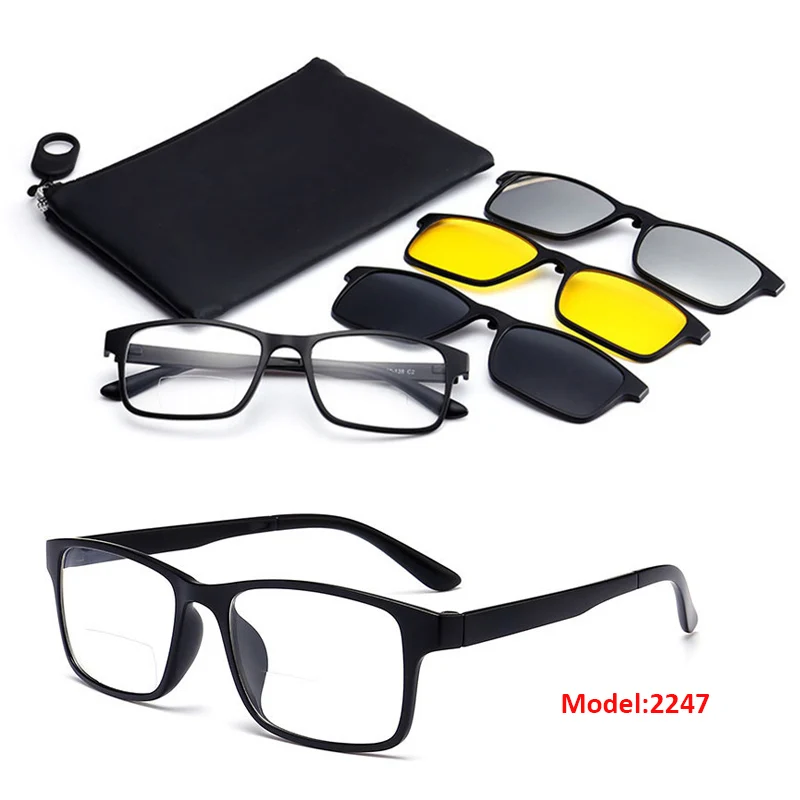Bifocal Reading Glasses With Magnetic Clip-on Sunglasses Polarized 1.0 1.5 2.0 Classic Style Spectacles Frames Readers Eyeglass 4