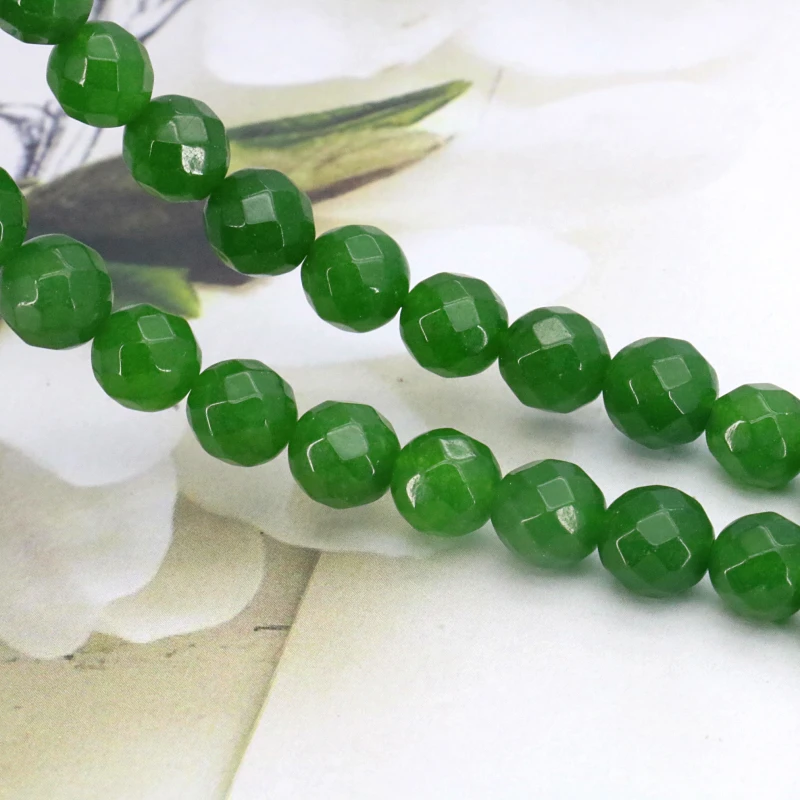 

Hot!Faceted Green Aventurine 8mm DIY Loose Beads Round Stone 15 Inches Women Jewelry Making Gift Design Bracelet Necklace