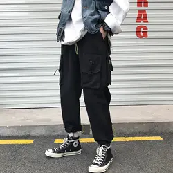 2019 мужские шаровары карго мужские s Беговые брюки в повседневном стиле широкие в стиле милитари брюки Harajuku уличная хип хоп модные