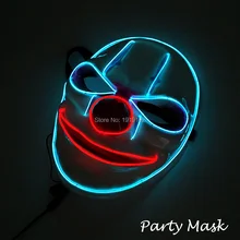 Звук мигает светящиеся клоун Маски для век 10 видов цветов доступны EL Провода маска для Хэллоуина Rave маска для рождественской вечеринки декор