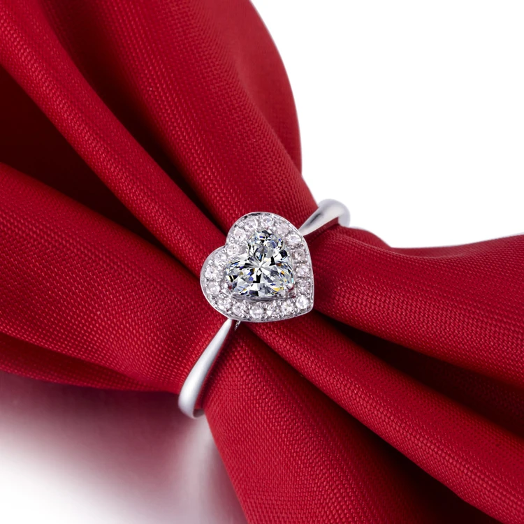 

Engagement Ring Heart Women Cubic Zirconia Hearts and Arrows Cut Proposal Ring Genuine 925 Sterling Silver Marriage Heart Ring