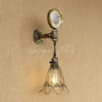 

LOFT Vintage American Wall Lamp Wall Lights Lighting Iron Rust Industrial Clock Style For Living Room Bedroom Restaurant Bar E27