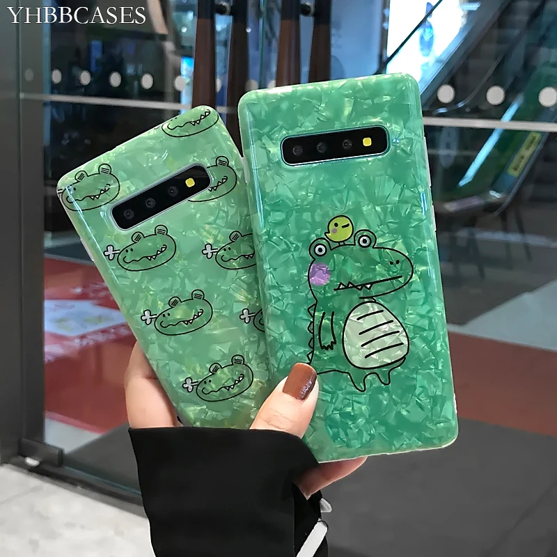 

YHBBCASES Cartoon Crocodile Soft Cases For Samsung Galaxy S8 S9 S10 Plus Fashion Conch Shell Phone Cover For Samsung Note 8 9