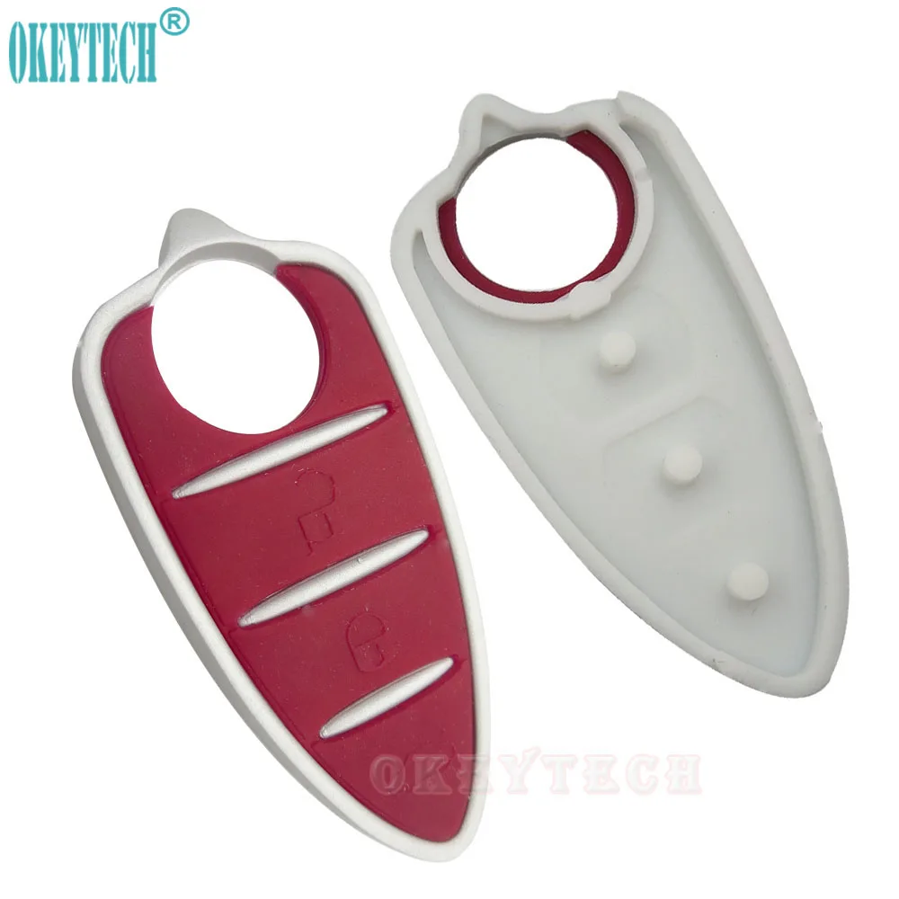 OkeyTech Rubber 3 Button Replacement Folding Flip Remote Silicone Key Button Pad For Alfa Romeo Mito Giulietta Brera 159 165 GTA