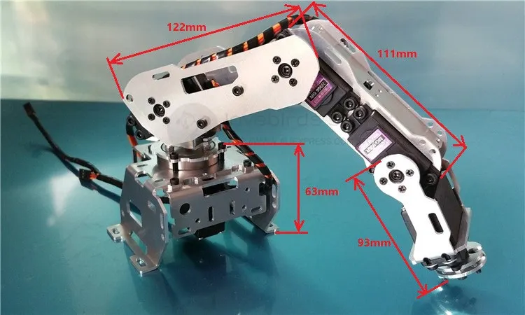 Новая модель робота 5DOF полностью алюминиевая Роботизированная рука вращающаяся