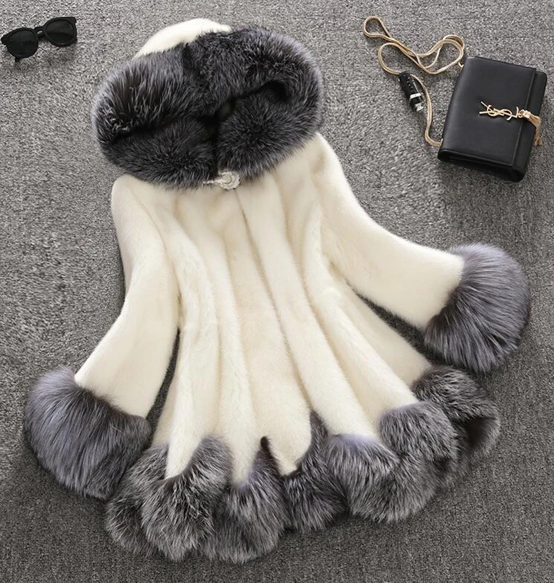 

New Style Fashion Winter Women Faux Fox Mink Fur Coat Woman Luxury Medium Long Fake Fur Coats Mujer Female