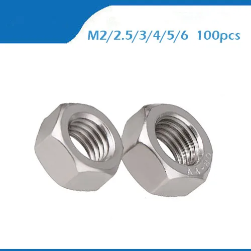 

Free shipping M2/2.5/3/4/5/6mm 100pcs 316 Stainless Steel A4-80 Hexagon Nut Screw Cap nuts