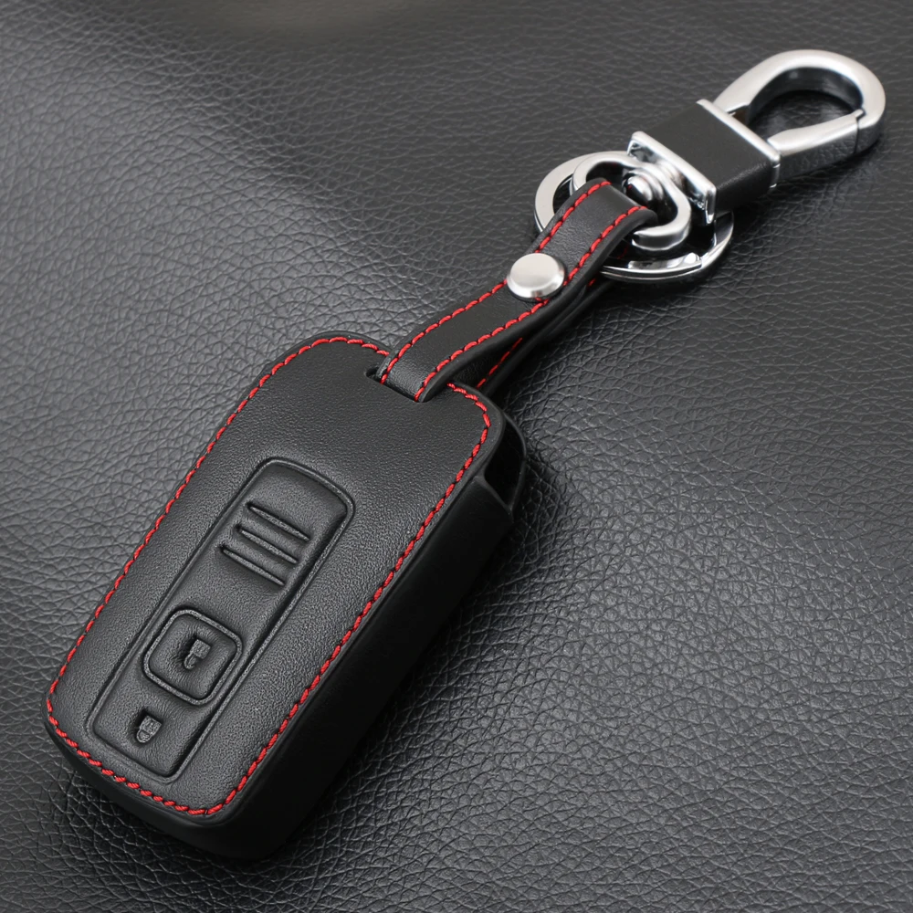 

Genuine Leather Remote Control Car Keychain Key Cover Case For TOYOTA PRIUS COROLLA VERSO 2 Buttons Smart Key