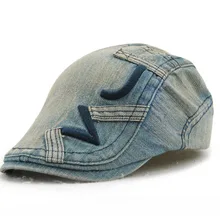 new women Cowboy Hats Breathable Bone Brim Hats denim Women's Men's denim Flat cap Herringbone Visors