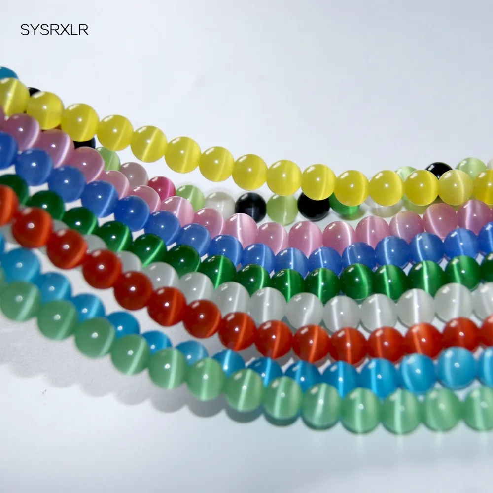 

4 6 8 10 12 MM Many Colors Cat's Eye Opal Cymophane Stones Round Spacer Loose Beads For Necklace Bracelet Charms Jewelry Making