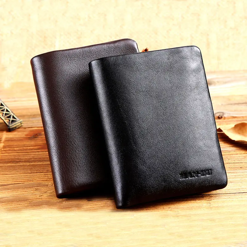Современный и модный Мини Мужской винтажный кошелек из натуральной кожи, двойной держатель для карт, клатч