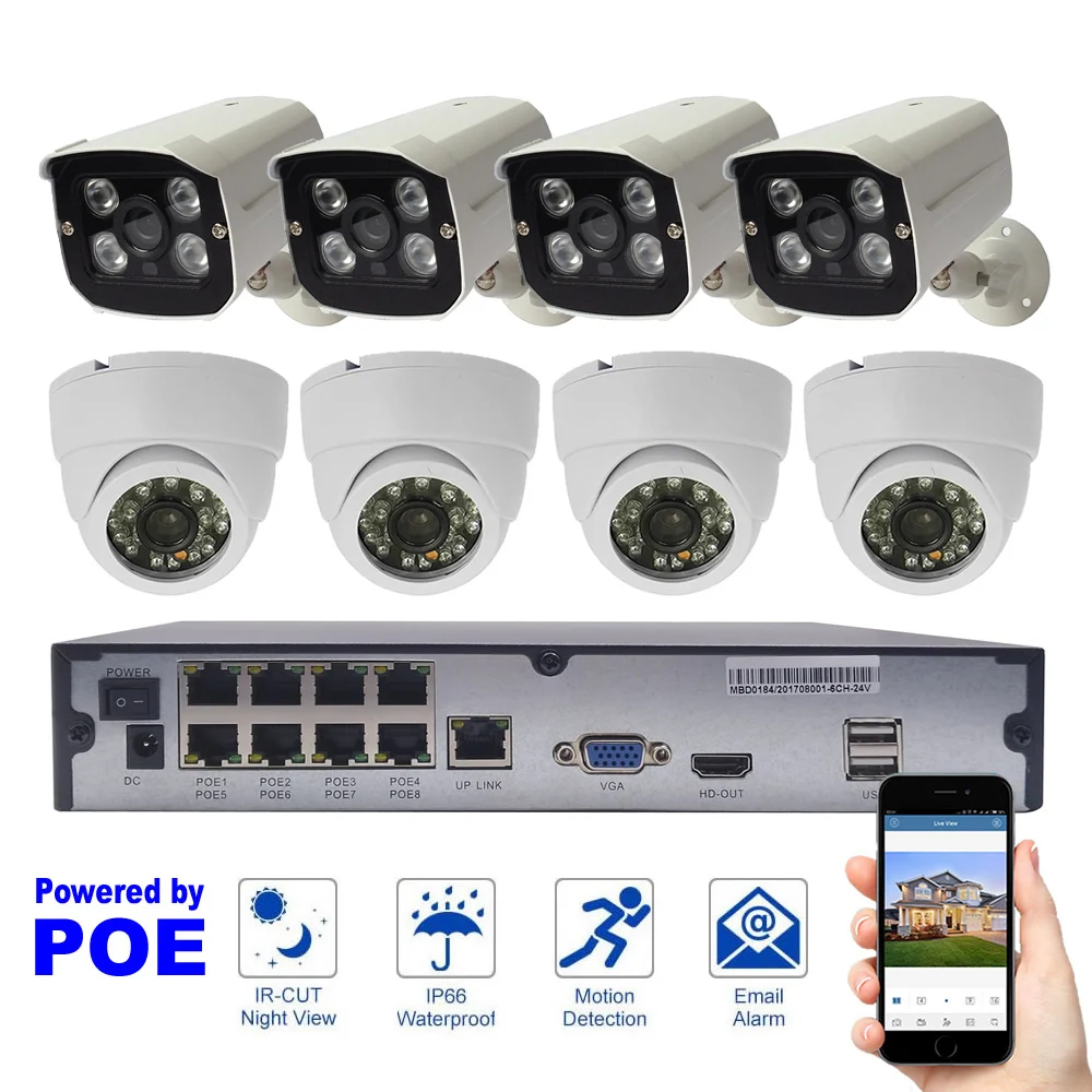 8CH система безопасности 1080P наружная внутренняя IP камера CCTV Система HDMI 2MP