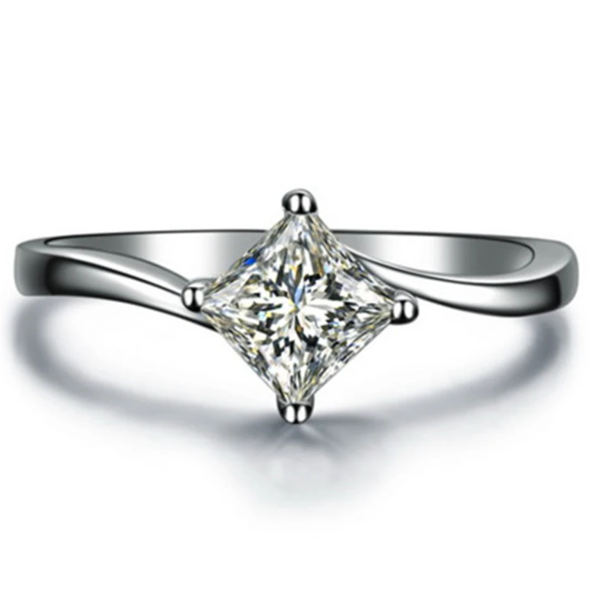 1Ct 6*6 мм принцесса резка Тест Положительный Moissanite АЛМАЗНОЕ КОЛЬЦО тест