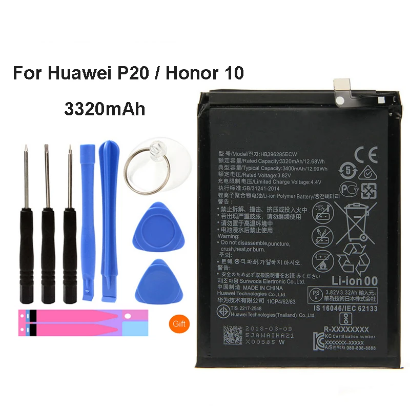 

Replacement Battery HB396285ECW Battery For Huawei P20 For Honor 10 COL-AL00 COL-AL10 COL-TL00 COL-TL10 COL-L29 Battery + Tools