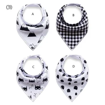 

black and white mountain + plaid + batman + ghost Bandana Bibs princess girl / 4pcs/set
