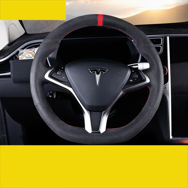 Lsrtw2017 кожаный чехол рулевого колеса автомобиля для tesla модель s 2014 2015 2016 2017 2018 100d 90d