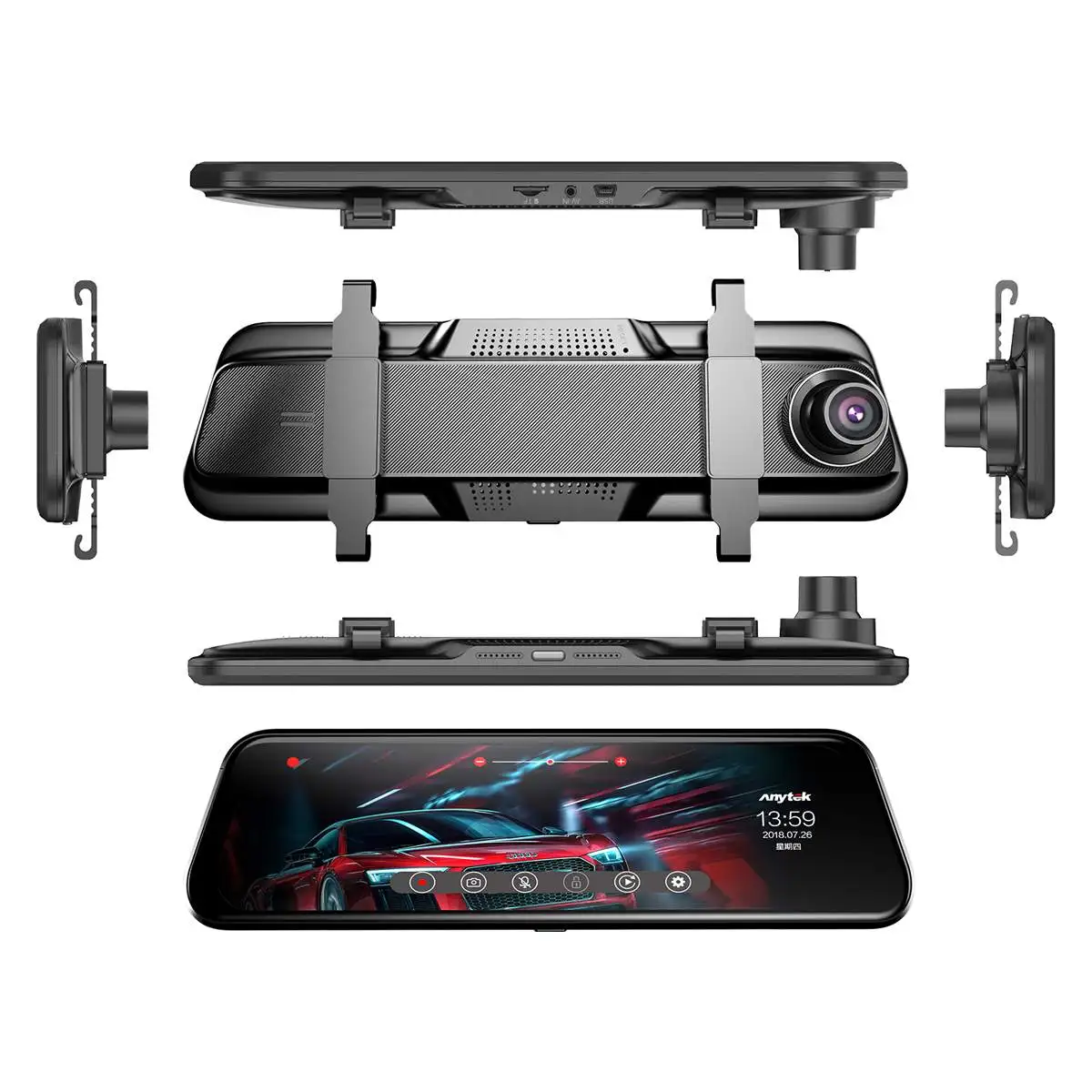 

New Car DVR Camera Full HD 1080P 9.66inch Stream Media Rearview Mirror Dual Lens Video Recorder Night Vision Traffic Recorder