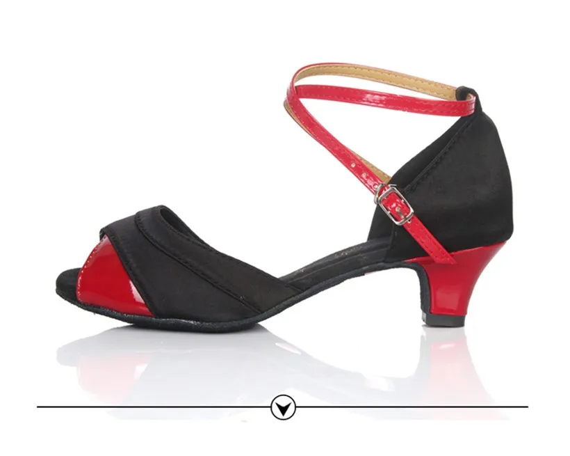 WZJl черный, красный атлас Zapatos De Baile Латинской Танго Сальса девушки Обувь для танцев Туфли для латинских танцев для девочек женские