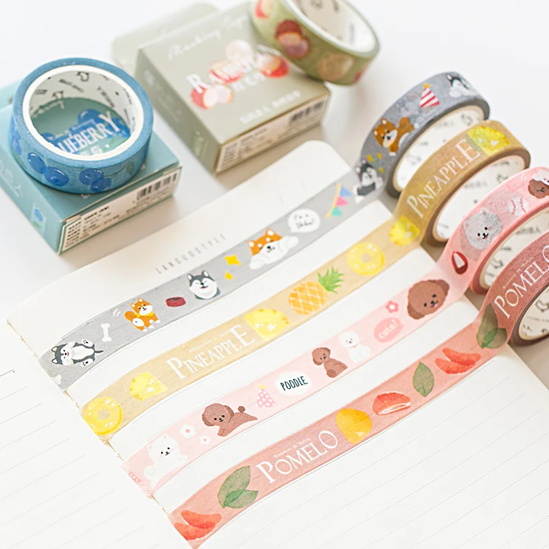 

6 pcs Cute animal washi tape set Decoration Fruit Pineapple strawberry Blueberry masking tapes sticker ablum Stationery A6019