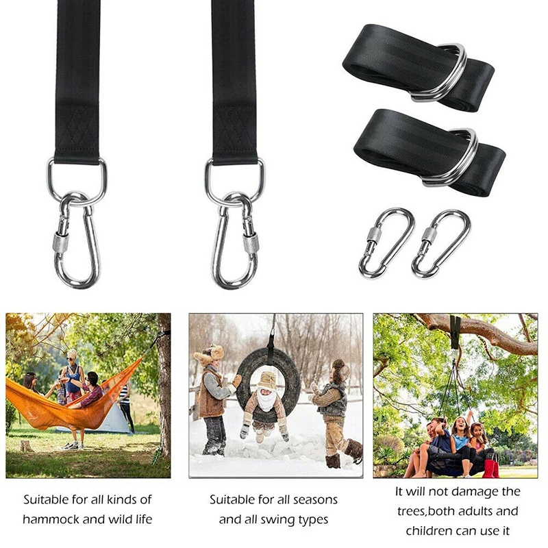 

2019 New Tree Swing Hanging Kit Hammock Straps Rope Carabiner 350 KG Load Capacity OutDoor Camping Hiking Hammock Hanging Belt