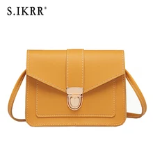 S. IKRR новые модные сумки через плечо для женщин простой замок Твердые из искусственной кожи мини квадратные сумки на плечо сумка-мессенджер женская сумочка