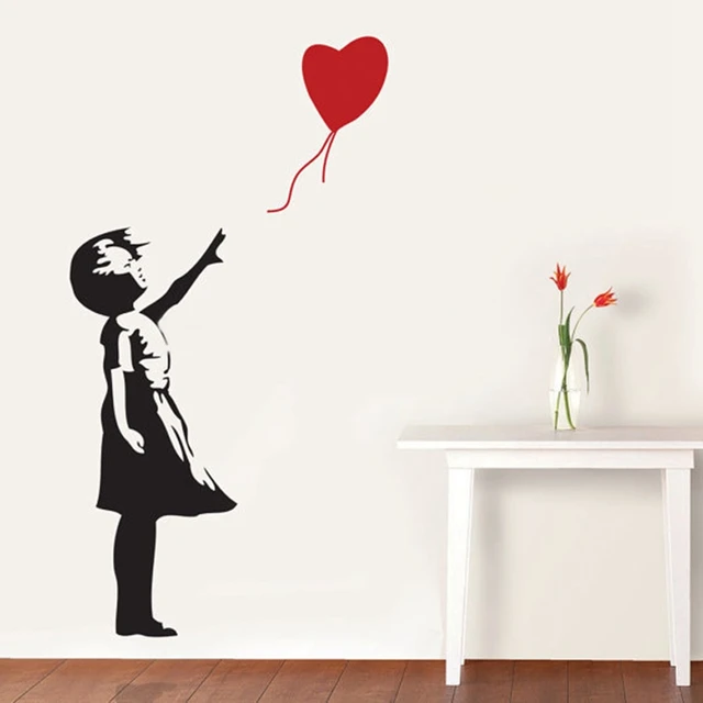 banksy wall decal, balloon girl inspired banksy vinyl wall art
