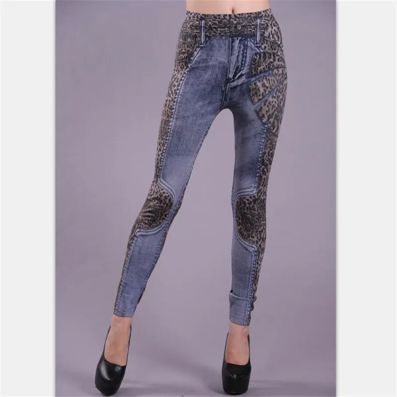 Russia Trend Lady Casual Long Pants Knit Cotton Blend Similar Denim Gray Print Patchwork Elastic High Waist Band Slim Trousers Russia Trend Lady Casual Long Pants Knit Cotton Blend Similar Denim Gray Print Patchwork Elastic High Waist Band Slim Trousers