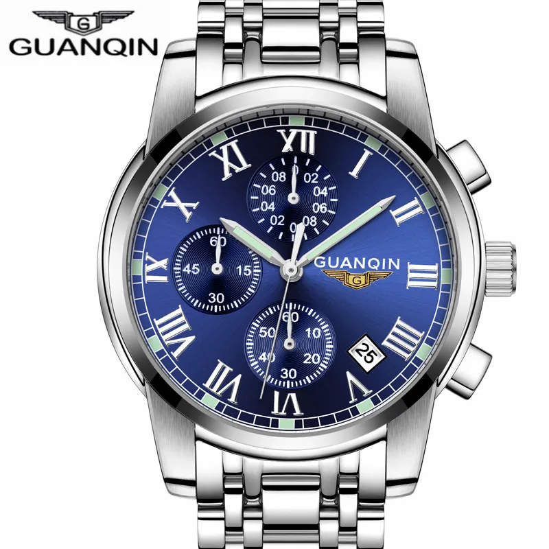 

relogio masculino GUANQIN Mens Watches Top Brand Luxury Fashion Business Clock Men Date Stainless Steel Waterproof Quartz 19095D
