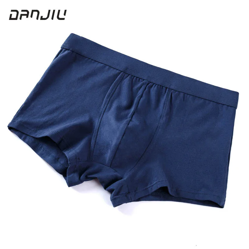 DANJIU Solid Lycra Male Underwear Boxers Soft Breathable Mens Boxer Shorts Simple Cuecas U