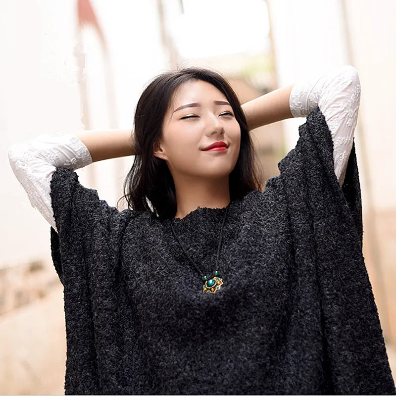 Yanting Vintage Choker Necklace For Women Ethnic Glass Glazed Green Stone Copper Alloy Flower Pendant Necklace Gift 041 (2)