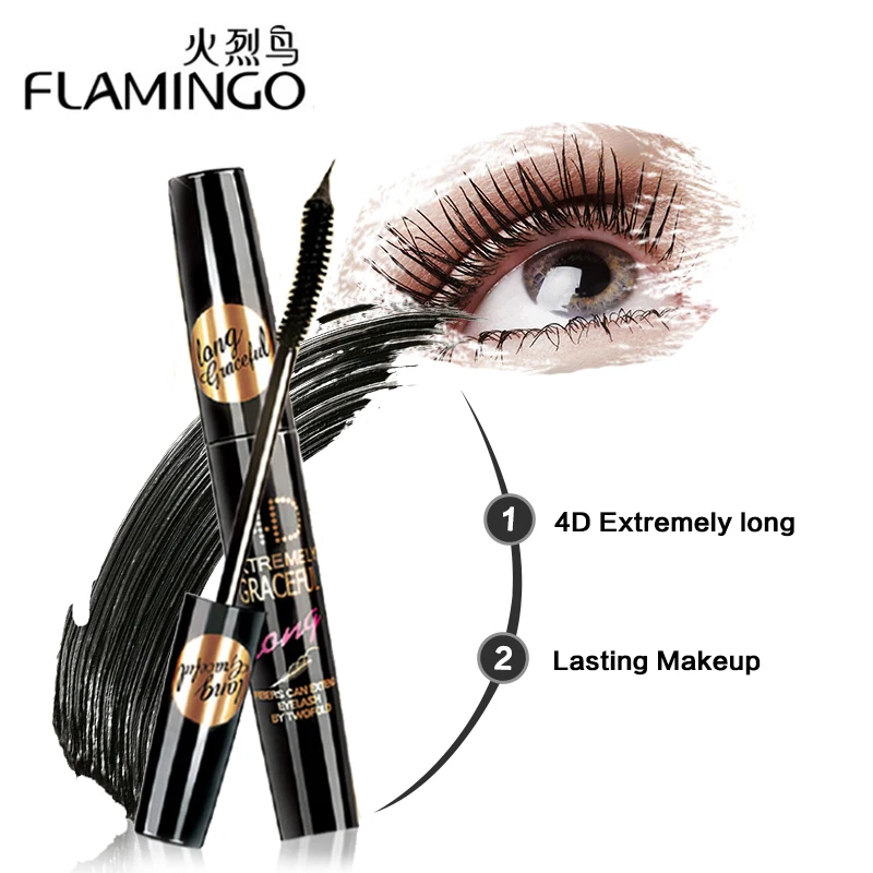 FLAMINGO New Fiber Makeup Mascara Waterproof 4D Mascara Beauty Curling Eyelash Cosmetic Rimel Mascara 6368