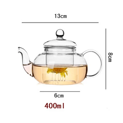 Высококачественный термостойкий стеклянный цветочный чайный горшок, практичная бутылка цветочный чайный стакан стеклянный чайный горшок с заваркой чайный лист травяной кофе - Цвет: 400ml