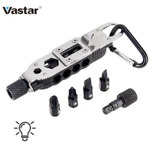 Набор отверток Vastar 4 в 1, плоские крестовые отвертки, гаечные ключи, плоскогубцы, открывалка для бутылок, кольцо для ключей, оборудование для выживания со светодиодными лампами