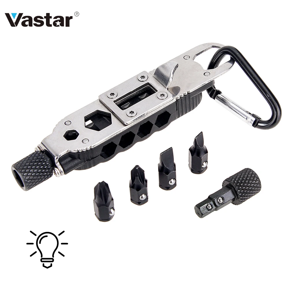 

Vastar Screwdriver Set 4 in 1 Flat Phillips Screwdrivers Wrench Pliers Bottle Opener Key Ring Survival Equipment with Led Lights