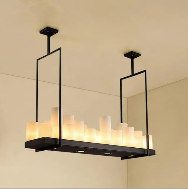 Rectangular Vintage Candlestick Chandelier Black Wrought Iron Frosted Glass Lampshade Living Room Dining Bar Rectangular Vintage Candlestick Chandelier Black Wrought Iron Frosted Glass Lampshade Living Room Dining Bar