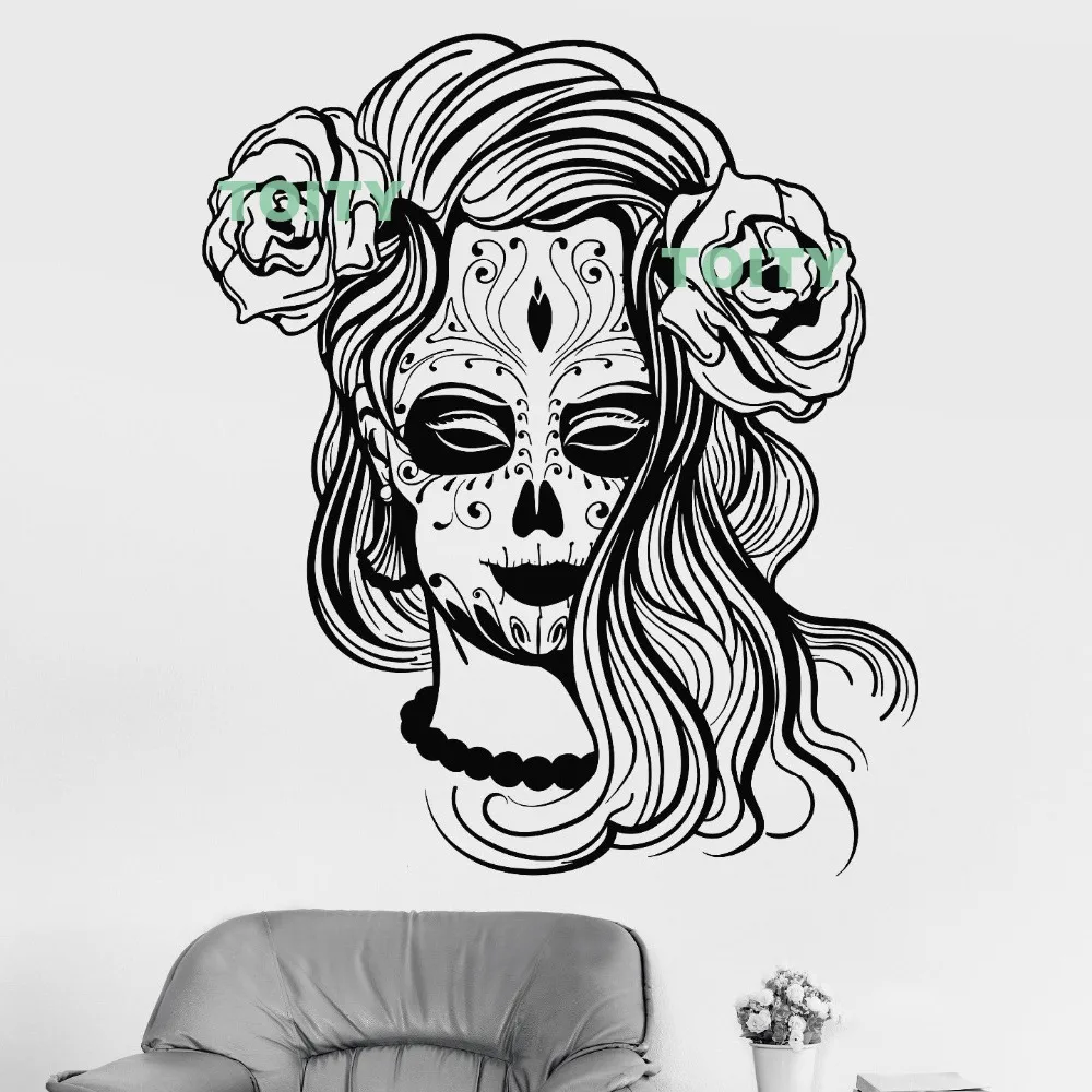 ig4293 Vinyl Wall Decal Sugar Skull Mexico Woman Mexican Stickers 