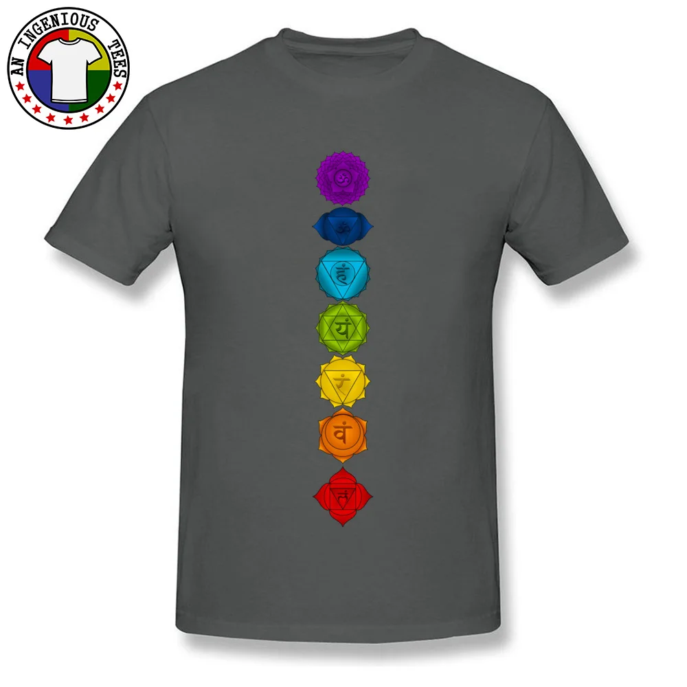 Mens 2018 New Tops T Shirt Crewneck NEW YEAR DAY 100% Cotton Top T-shirts Fashionable Short Sleeve Seven Chakras Tee Shirts Seven Chakras carbon
