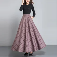 Весна и осень размера плюс Модные Винтажные повседневные клетчатые 5XL XXXXXL Ретро женские макси длинные юбки для женщин