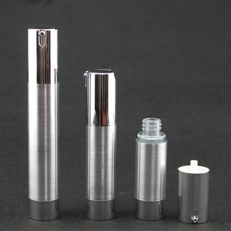 Download 15ML 20ML 30ML Airless Pump Bottle with silver Cap, Cosmetic Essence Packing Bottle, silver ...