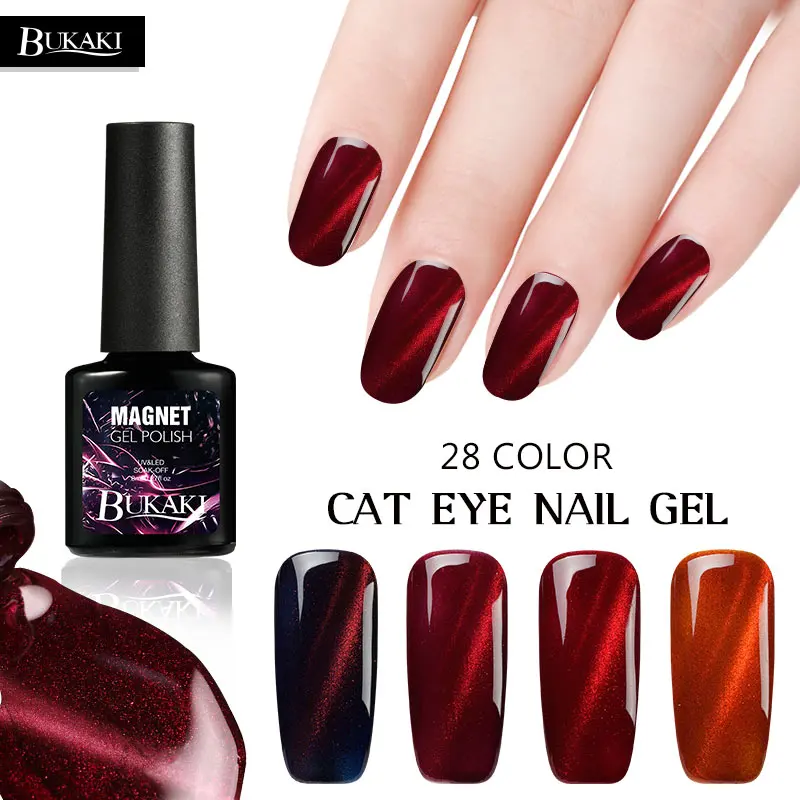 

BUKAKI 3D Cat's Eye Nail Gel Varnish Magnetic Cat Eyes Effect Gel Lacquer Long Lasting Soak Off UV Gel Nail Art Gel