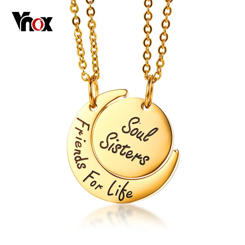 Vnox Moon Shape Pendant Friendship Necklace for Women ...