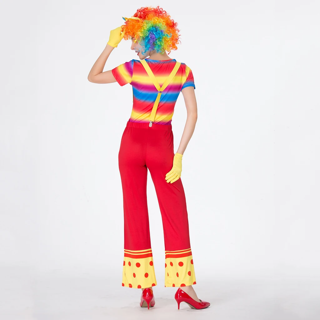 Набор из 5 штук для взрослых женщин Дамы Смешной клоун джокер костюм фестиваль цирк Вечерние наряды наряд цвета радуги