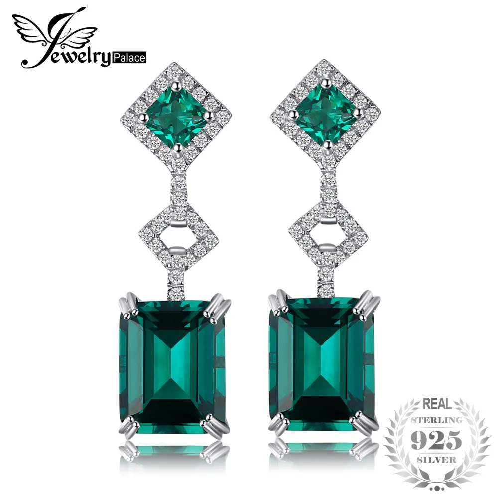 Jewelrypalace элегантный 6.3ct Nano России имитации Изумрудный Висячие серьги Модные