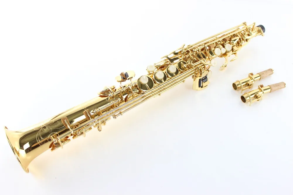 Small Treble Elbow Soprano Bb Saxophone Sax Soprano drop B tune golden