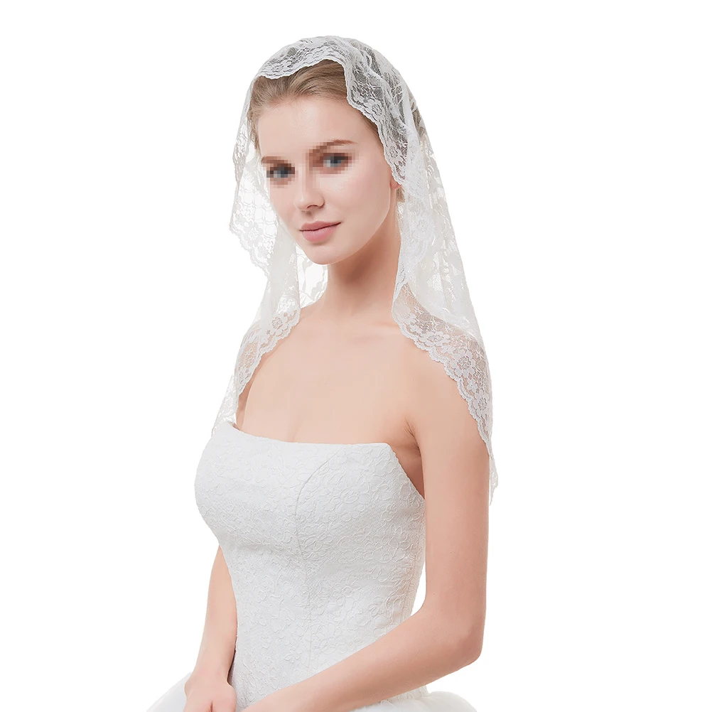 

1Pc Bridal Lace Veil Lace Applique Tulle Shawl Bride Headpiece for Ladies Women Girls