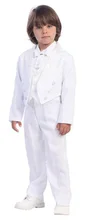 Top selling/Custom made cheap white Tailcoat Kid Notch Collar Children Wedding Suit Boys Blazer(Jacket+Pants+Tie+Waistcoat)