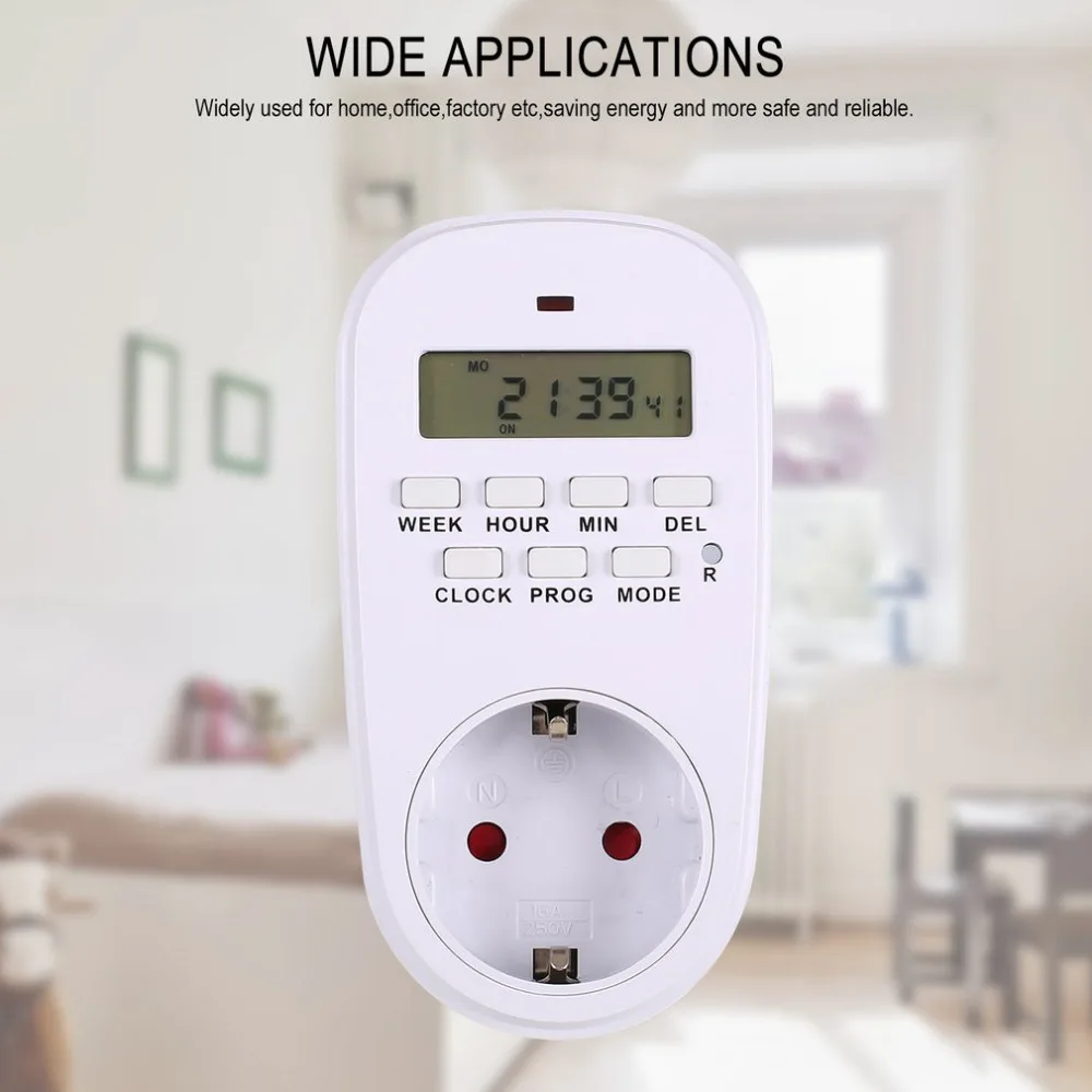 

Mini Digital LCD 230V 16A Timer Switch Socket Outlet Plug-in Time Countdown Energy Saving Programmable Electronic Controller