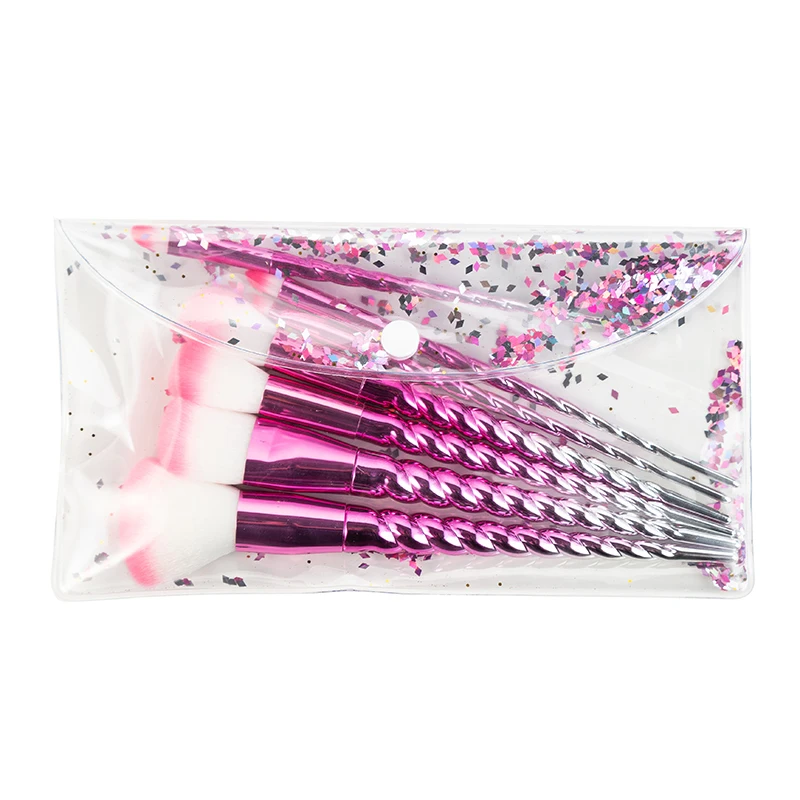 

Newest 7pcs Pink Unicorn Make Up Brush Set Professional Portable Foundation Blending Powder Cosmetic Brushes maquillaje PVC bag