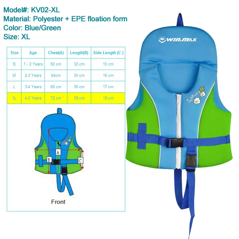Купальный жилет для детей, начинающих плавать, базовая Спасательная куртка для малышей, детей, неопреновый напечатанный купальник, Flotation w/ремень безопасности - Цвет: KV02XL